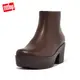 【FitFlop】PILAR LEATHER ANKLE BOOTS 時尚粗跟短靴-女(巧克力棕)