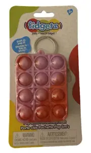 Fidgetz Pop ‘Em’s Pouch Keychain Backpack Zipper & Clip Fidget Toy Popper Pink