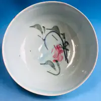 在飛比找Yahoo!奇摩拍賣優惠-台灣早期老碗盤 碗(#7) — 紅綠彩花卉紋 碗公 直徑21