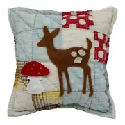 NEW Handmade Deer And Mushroom Pillow Vintage Quilt Chenille Bedspread