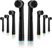 Whuppsi Bamboo Charcoal Replacement Brush Heads Fit for Oral B Electric Toothbrushes, 8PCS, Black, Charcoal Infused Bristles Refill for Vitality, for Triumph ProfessionalCare, for Pro Series