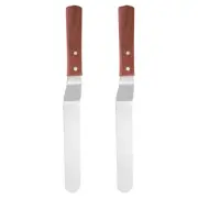 2pcs Painting Knives 8"x1.1" Round Head Curved Palette Scraper with Wood Handle
