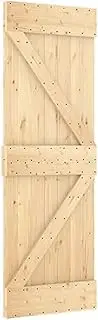 [vidaXL] Narvik Solid Pine Wood Hanging Sliding Barn Door - Brown Natural, Space-Saving Modern Design for Bedroom/Kitchen/Garage, Easy Install