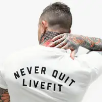 在飛比找蝦皮購物優惠-Never QUIT LIVE FIT 男士健身襯衫 LVF