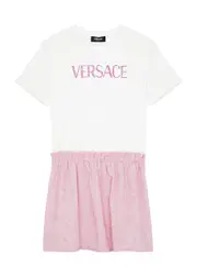 Versace Kids Logo Panelled Stretch-cotton Dress (8-14 Years) - Pink - 12YR (12 Years) 12YR (12 years)