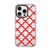 iPhone 16 Pro Clear Case MagSafe Compatible Preppy Red Pattern