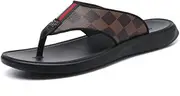 [BSLONG] Men's Flip-Flop with Retro Plaid Design, Arch Support Thong Sandals Outdoor-Comfort Casual Beach Sandals for Outdoor
