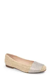 patricia green Milan Embellished Ballet Flat in Natural Raffia at Nordstrom, Size 11
