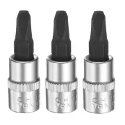 3pcs PH3 Phillips Bit Socket 1/4" Square Drive Extension Impact Bit, Black