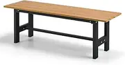 2-Person Outdoor Bench, 120cm All Weather HDPE Backless Chair w/Wood Grain, Metal Frame, 300kg Weight Capacity, Rectangular Dining Seat for Garden, Balcony, Patio, Porch (Brown)