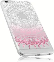 Mumbi Mobile Phone Case Compatible with iPhone 6 / 6S with Mandala Motif Pink/Transparent