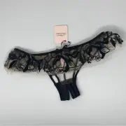 Agent Provocateur Fransesca Black Cage Ouvert Brief AP4 Large NWT