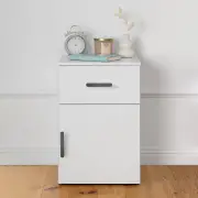Porto Bedside Table - White - Slim - Oval Black