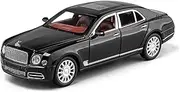 Scale Finished Model Car 1:24 Scale for Bentley Mulsanne Metal Diecast Car Model Simulation Exquisite Replica Vehicle Souvenir Die-cast Vehicle(Black)