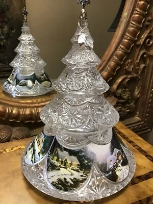 Thomas Kinkade Christmas Crystal Tabletop Tree Holiday Decor Paintings