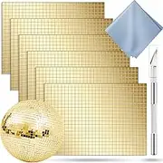 Biutityer 3600 Pieces Self-Adhesive Mirrors Mosaic Tiles,Mini Mirrors Mosaic Tiles Sticker for Craft Square Glass Tiles,Disco Glass Tiles Decorations Making, 5×5mm(Gold)…