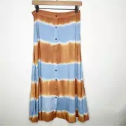 ANTHROPOLOGIE Raga Tie Dye Maxi Button Front Boho Skirt NWT in Small