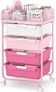Rolling Cart with 4 Drawers,Rolling Craft Cart,Rolling Storage Cart with Drawers