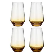 4PK Ladelle Prism 400ml Highball Tumbler Glass Drinkware/Glassware Set Amber