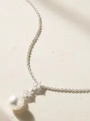 [Mikimoto] Mikimoto - 18-karat White Gold, Diamond And Pearl Necklace - Silver - One size One size Silver
