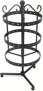 AIMALL 3-Tier Rotating Earring Rack 5.12 x 9.06 Inches Metal Jewellery Display Stand Iron Desktop Holder for Earrings and Earwires