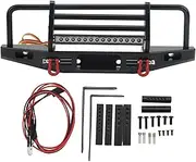 RC Front Bumper Aluminum Alloy with Colorful Lights Heavy Duty Metal Bumper for 1/10 RC Cars Winch Base for SCX10 TRX4 and Other Simulation Climbing Cars Black 20 x 7 x 4cm