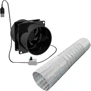 Generic Exhaust Fan Pipe Fan Extractor Silent Sheds Pet Dog House Portable Ventilation Fan for Window Garages Kitchen Attic, Dual Fan with Tube
