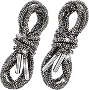 [Isslly] 2pcs Glitter Rhinestone Shoe Laces, Sparkly Round Crystal Strings with Metal Aglets, Bling Drawstring Cords Replacement for Sneakers Boots Shoes Dresses Hoodies Sweatpants- Blue, Black