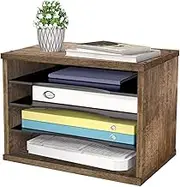 J JACKCUBE Design Rustic Wood Desk Organizer 4 Compartment Paper File Holder for Home and Office, Document Storage, File sorter, Mail and Letter Tray- MK560A
