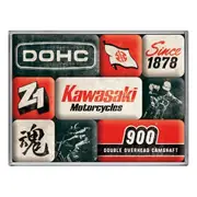 9pc Nostalgic-Art Magnet Set Kawasaki Motorcycles 1878 Kitchen Fridge Decor