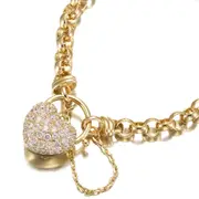 18ct Heavy Yellow Gold Plated 6mm Belcher Chain Bracelet Featuring a Simulated Diamond Locket- USA Made