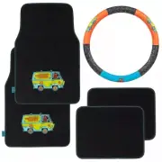 Scooby Doo Car Floor Mats Steering Wheel Cover 15 inch Bundle Warner Brothers