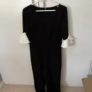 DKNY Women’s Black Jumpsuit With White Flare Sleeve Size 10
