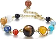 [Fesciory] Women Girls Solar System Bracelet Universe Galaxy The Eight Planets Guardian Star Natural Stone Beads Bracelet Bangle for Men