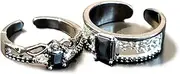 [LoveandSylus] Love And Deepspace Sylus Cosplay Rings Game Intimate Couple Rings Black Gemstone Alloy Pair Ring Adjustable Jewelry Props