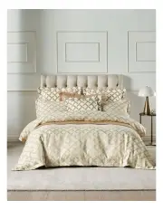 [Grace by Linen House] Valeria Quilt Cover Set In Champagne