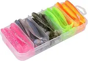 50Pcs 7CM Soft Plastic Lures with Storage Box T-Paddle Tail Lure Bionic Fishing Baits for Saltwater, Freshwater, Rivers, Sea