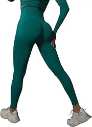 [Generic] Yoga Pants for Women Slim Fit Athletic Sweatpants Sexy Breathable Regular & Plus Size, Dark Green, Medium