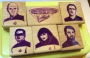 STAR TREK Next Generation Picard Data Stamp Set Wood PROTOTYPE Rare vintage NEW
