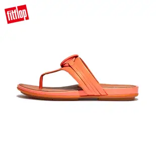 【FitFlop】GRACIE RUBBER-CIRCLET LEATHER TOE-POST SANDALS 圓扣造型夾腳涼鞋-女(珊瑚色)