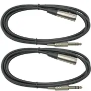 2PACK 6ft foot 1/4" TRS plug to 3pin XLR male shielded balanced audio cable cord