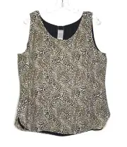 Chicos Reversible Animal Striped Tank Top Women's Size 2 US 12/14 Leopard Office