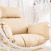 DYTENXJM Hanging Egg Chair Cushion, Waterproof, Thicken Patio Single Hammock Swing Cushion, Washable, White