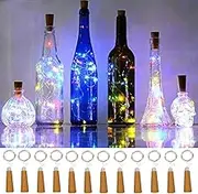 Wine Bottle String Lights,12 Pack 20 LEDs AAA Battery Powered Multicolor Wine Bottle Cork Stopper Lights for Bottle DIY,Table Decorations,Christmas,Wedding, Party,Study,Bar Decoration.
