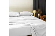 Morrissey Queen Bed Fitted Sheet Set 400TC Luxe Soft Bamboo Cotton Snow