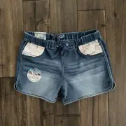 SQZ Stretch Fashion Distressed Sequin Jean Shorts Girls 14 NWT
