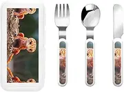 Sand Leopard Gecko 3 Piece Set For Camping Stainless Steel Flatware, Spoon, Fork, Knife, Ideal For Outdoor