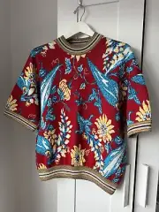 Prada Men’s Spring 2014 Runway Short Sleeve Floral Sweater Jacquard 48 Iconic