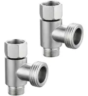 2 PACK 3-Way 3/8" X 1/2" Tee Adapter Brass 3/8" Water Line T Fitting Brushed Nic