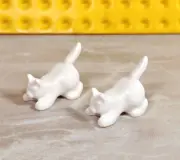 LEGO Minifigures Kitten Lot of 2 Solid White Playful Kitty Alley Cat Fun Friends